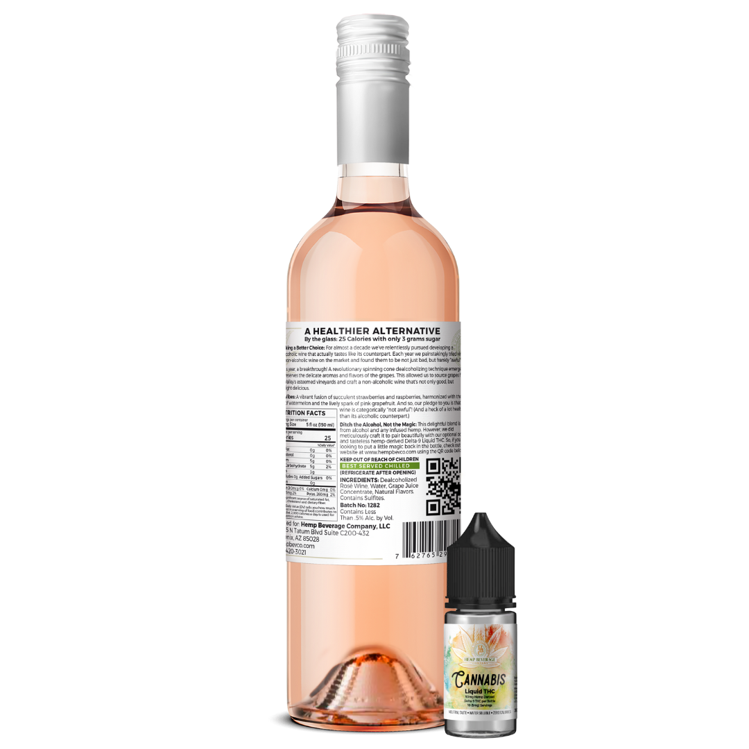 Rose' Non-Alcoholic Wine - 50mg Liquid THC - Wholesale (case of 6)