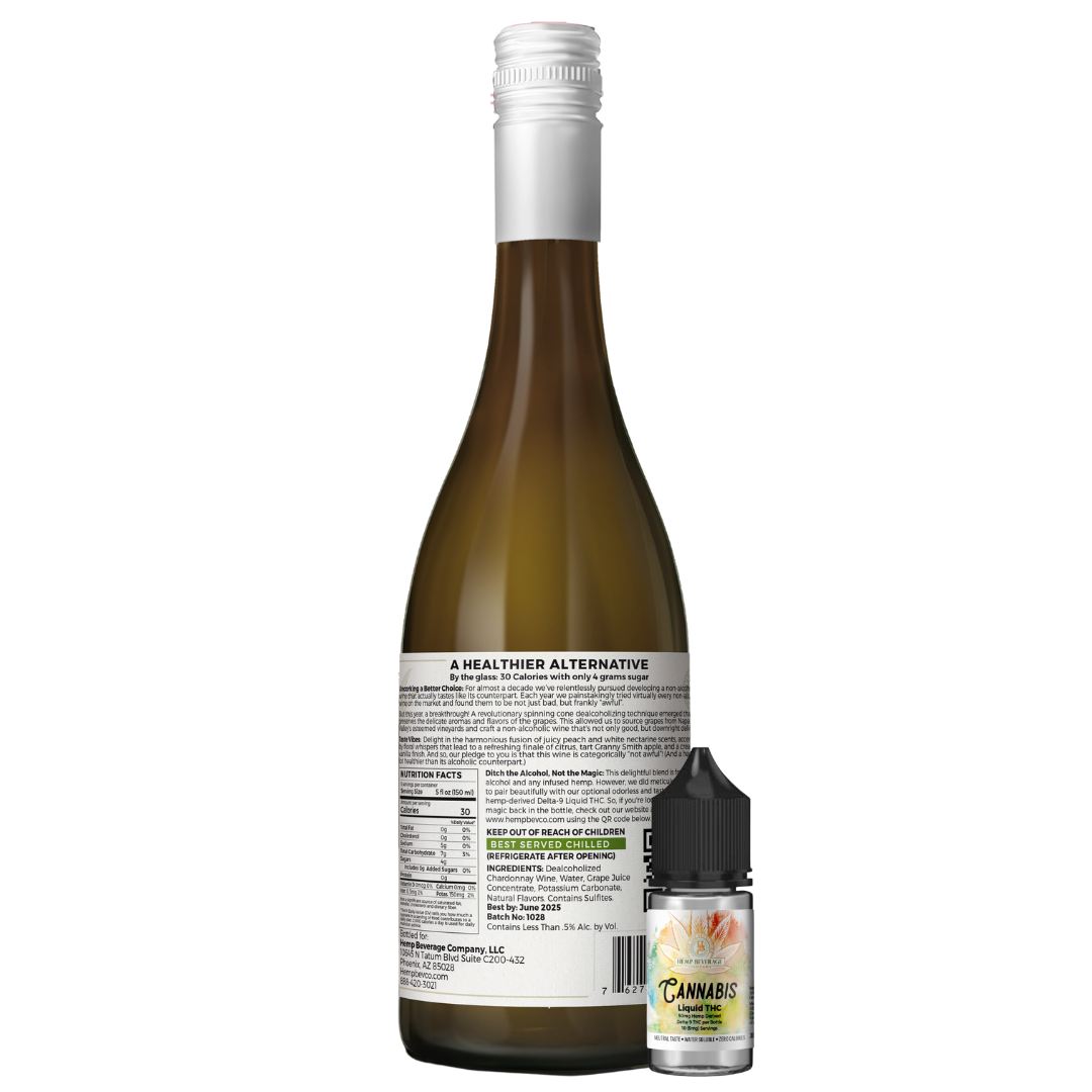 Chardonnay Non-Alcoholic Wine With (50mg) Liquid THC - Sample Wholesale