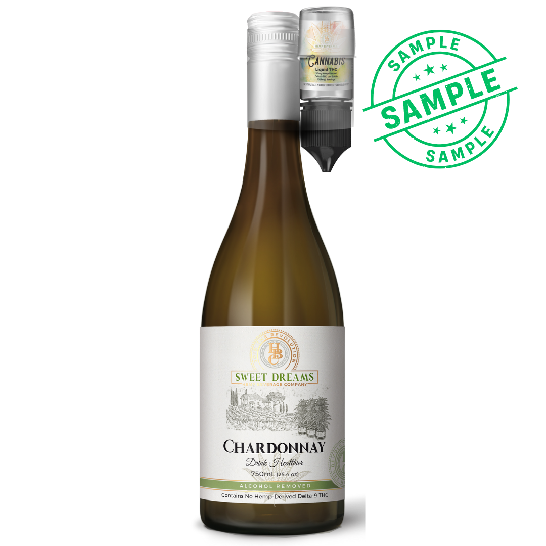 Chardonnay Non-Alcoholic Wine With (50mg) Liquid THC - Sample Wholesale